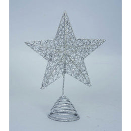 Christmas tree star tip Glittery silver 18x h15 cm