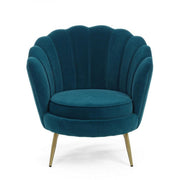 Vintage retro armchair in peacock blue velvet cm 80 x 76 x84 h