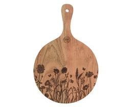 Round chopping board in natural acacia wood