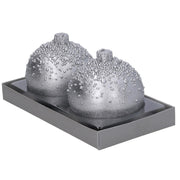 Pack of 2 silver sphere paraffin candles with bubbles cm ø7,5h7,5