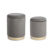 Set of 2 Poufs in velvet with container Gray POLINA