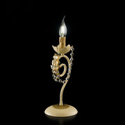 Table lamp in iron ivory decape and gold rhinestone damask one light 16x h39 cm