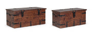 Set of 2 brown chests in fusion style wood