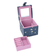 Jewel box faux leather blue stars squared cm10x10,5h9,5