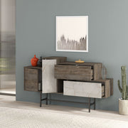 Hermes sideboard in dark coffee color with marble effect doors and drawers 160 cm