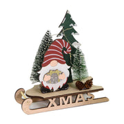 Wooden gnome on red led sled cm18x7h18,5