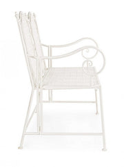 Two-seater folding bench in white steel EMILY 115x60x h92 cm