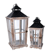 Rectangular bleached wooden lantern 1-2 cm28x28h65