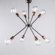 Modern black iron chandelier with Copper finishes eight lights 65x h67 cm urban