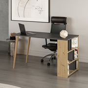 Pina 120 desk with anthracite walnut side bookcase