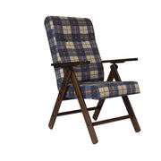 Adjustable Blue Checkered Fabric Armchair