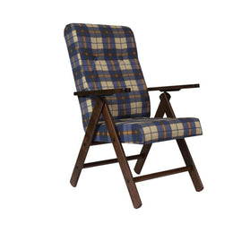 Adjustable Blue Checkered Fabric Armchair