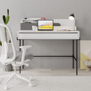 Leila White Desk with Anthracite Details and Drawer - 101cm H x 60cm D x 110cm W