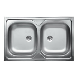 Countertop stainless steel two-bowl kitchen sink 50x80 cm