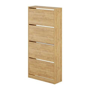Foldable Oak Shoe Cabinet with 4 Doors 73W x 26D x 154.5H cm