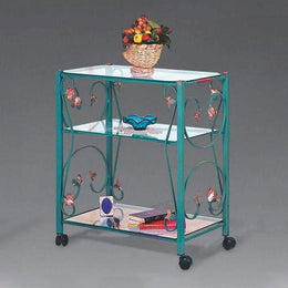 Carrello porta tv in ferro verde 56x45xh.80 cm