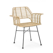 Tunas chair with armrests in natural fiber