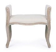 Classic single bench in wood and natural fabric Diva