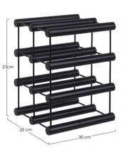 Bottle holder MORIZ black in steel with 8 bottles 21h cm