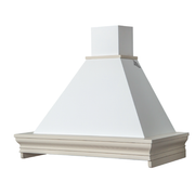 CLASSICA white rustic kitchen hood with rope-coloured wooden frame 90 cm