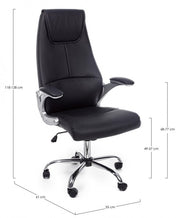 Directional office armchair in Camberra black eco-leather with armrests