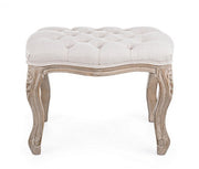 2x Natural footstool in classic style fabric