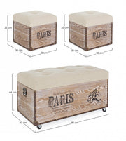 Set of 3 beige MDF poufs TAVEL PARIS