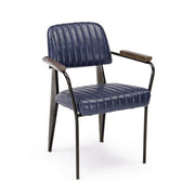 Nelly vintage style chair in eco-leather with blue armrests 84 h cm