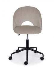 Taupe velvet office chair and steel base