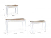Set of 3 white wooden console tables in classic style