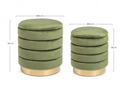Set2 Pouf Container Darina Olive in velvet