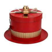 Round hat red metal box cmø29h20,5