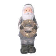 LED resin Santa Claus with gray garland 21,5x19,5h51 cm