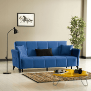 Levy 3-seater sofa in blue fabric with container and bed