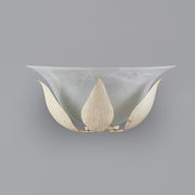 Applique in iron ivory gold one light white alabaster glass 30x h14cm