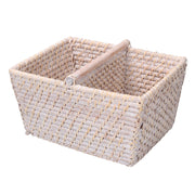 Rectangular white algarve rattan storage basket cm26x21h15