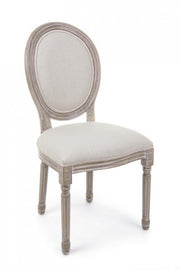 2x Natural white chair in classic style upholstered fabric