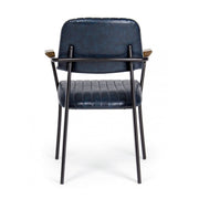 Nelly vintage style chair in eco-leather with blue armrests 84 h cm