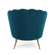 Vintage retro armchair in peacock blue velvet cm 80 x 76 x84 h