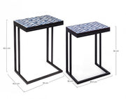 Set of 2 NEAPOLIS coffee tables in steel with mdf top decorated with print 62.5h 56h cm