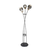 Large MDL3812 floor lamp in woven iron with 3 glass lights