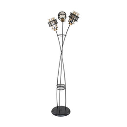 Large MDL3812 floor lamp in woven iron with 3 glass lights
