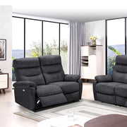 Dark Grey 2-Seater Sofa with 2 Electric Recliners - 145cm x 92cm x 109cm