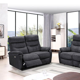 Dark Grey 2-Seater Sofa with 2 Electric Recliners - 145cm x 92cm x 109cm