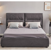 Dark Grey Safira Fabric Double Storage Bed 173x214.5x112 cm