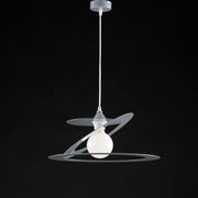 Suspension chandelier in gray iron laser cut one light diameter 40x h18 cm
