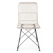 Contemporary style chair in steel and kubu White LUCILA 45x55x h85 cm