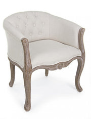 Classic armchair in wood and natural fabric Diva