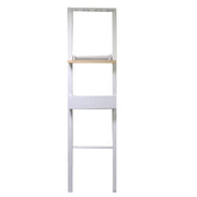 White wooden stand with 4 hooks with shelf cm40x13xh160
