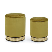 Set of 2 Milena green velvet container poufs